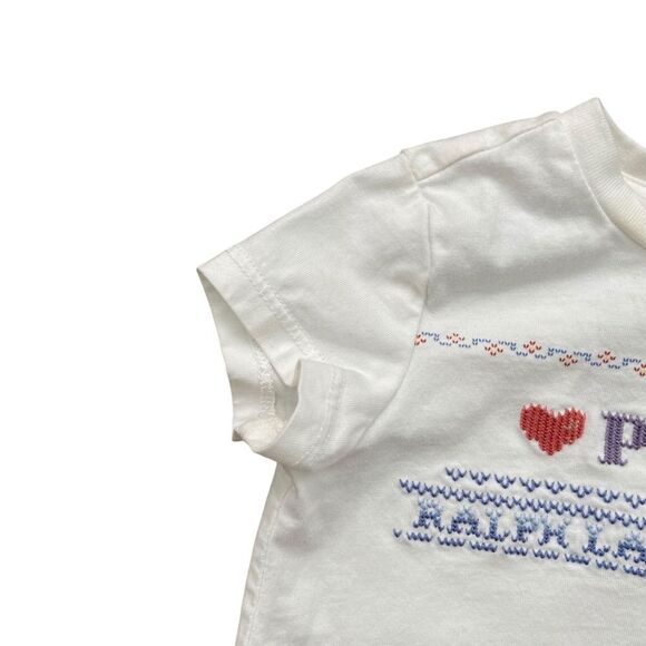Ralph Lauren Purple Label White Polo Bear Cotton Embroidered Tee in Size 24M - Picture 5 of 10